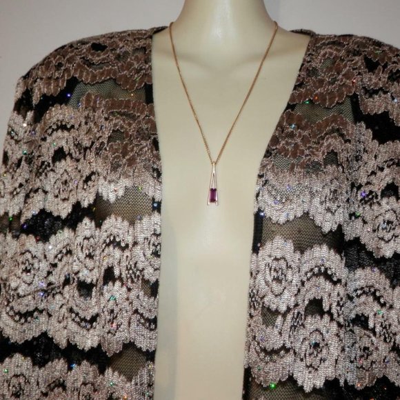 R&M Richards Womens Jacket 18 1X Metallic Gold Black Rhinestone Wedding D323 - Picture 2 of 4